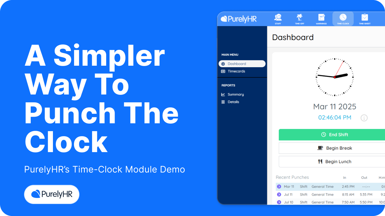 PurelyHR Time clock module thumbnail - newslteer